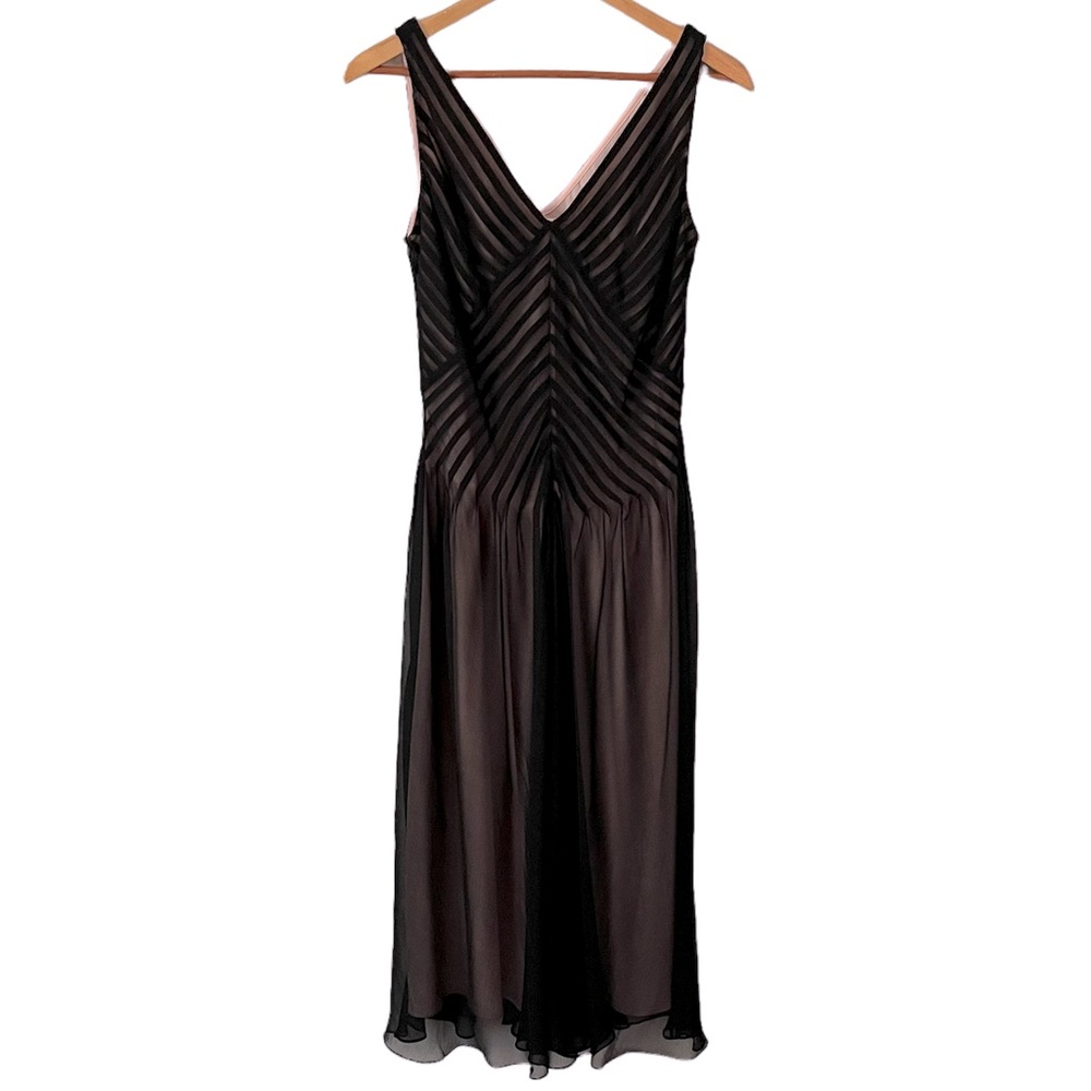 Talbots Black/Pale Pink 100% Silk Elegant Lingerie Like Dress Size 6